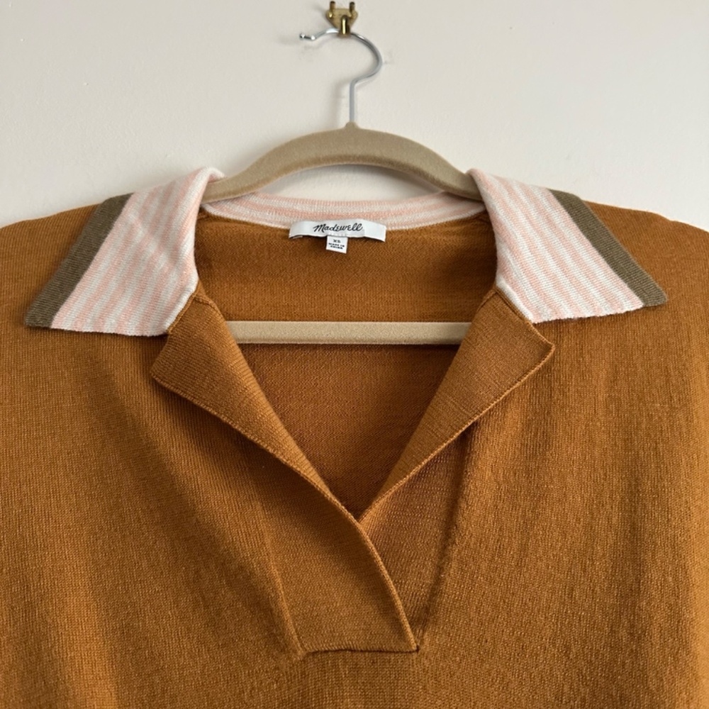 Madewell • Colorblock Polo Sweater in‎ Golden Sunset - Picture 3 of 6